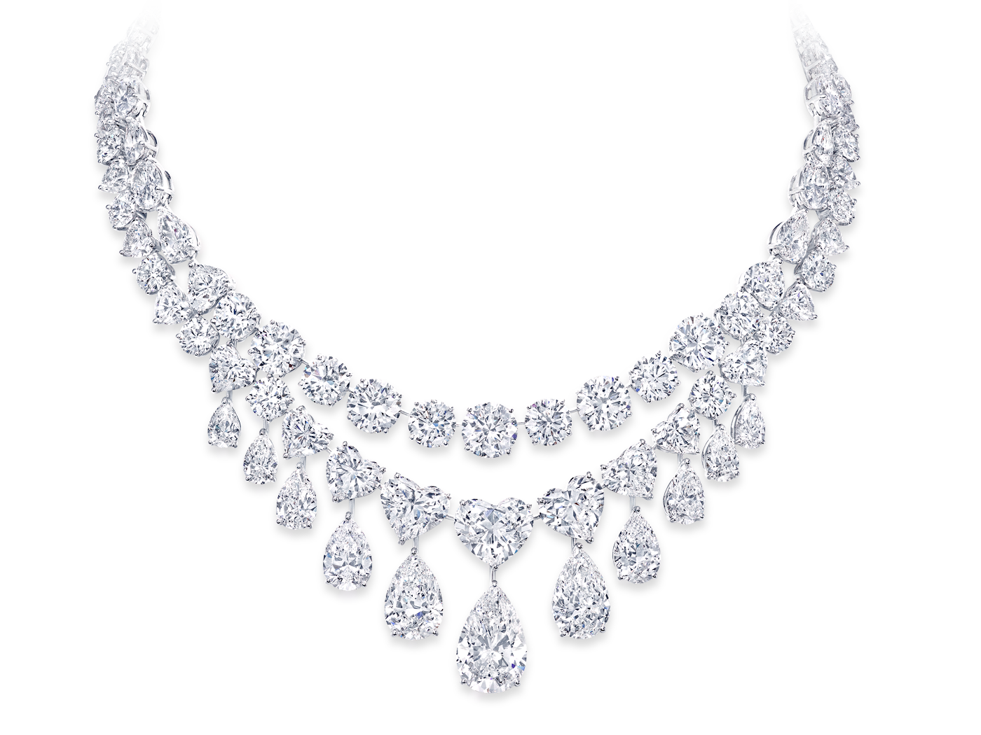 Necklace with multiple diamonds