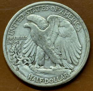 walking liberty silver coin back