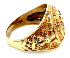 us navy ring side view w/ 10k gold stamp