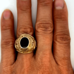 air force combat navigator black onyx ring on hand