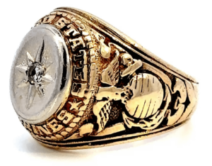 side view - eagle w/ globe USMC gold ring
