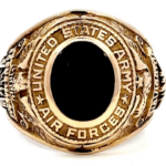 us army air forces - yellow gold ring w/ black onyx