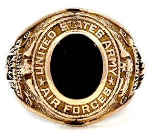 us army air forces - yellow gold ring w/ black onyx