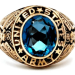 us army 10k blue topaz & yellow gold ring