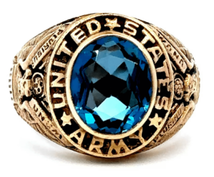 us army 10k blue topaz & yellow gold ring