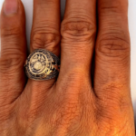 us marines gold ring on hand