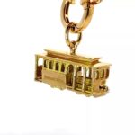 gold charm of a cable car