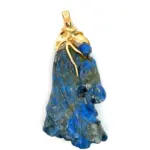 14k lapis gold cat pendant