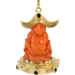 18k gold salmon coral buddha